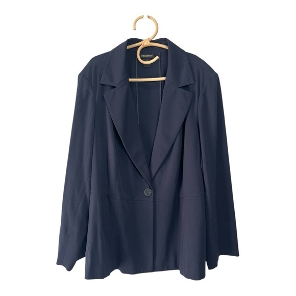 Lane Bryant Navy Blue One Button Closure Sharp Shoulder Blazer Jacket 26/28 - Picture 1 of 13